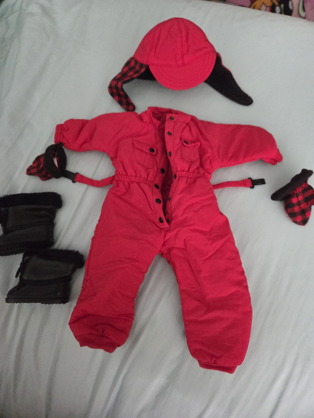 American Girl Dogsled Red Snowsuit Boots Hat Mittens 1997